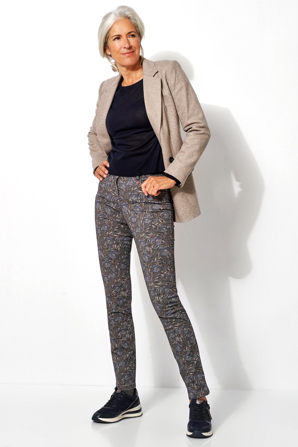 Slim-Fit Hose mit Print | Style »Meine beste Freundin« Braun/Blau