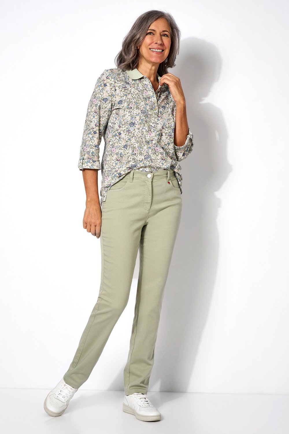 Schmale 5-Pocket Hose | Style »Meine beste Freundin« Salbei