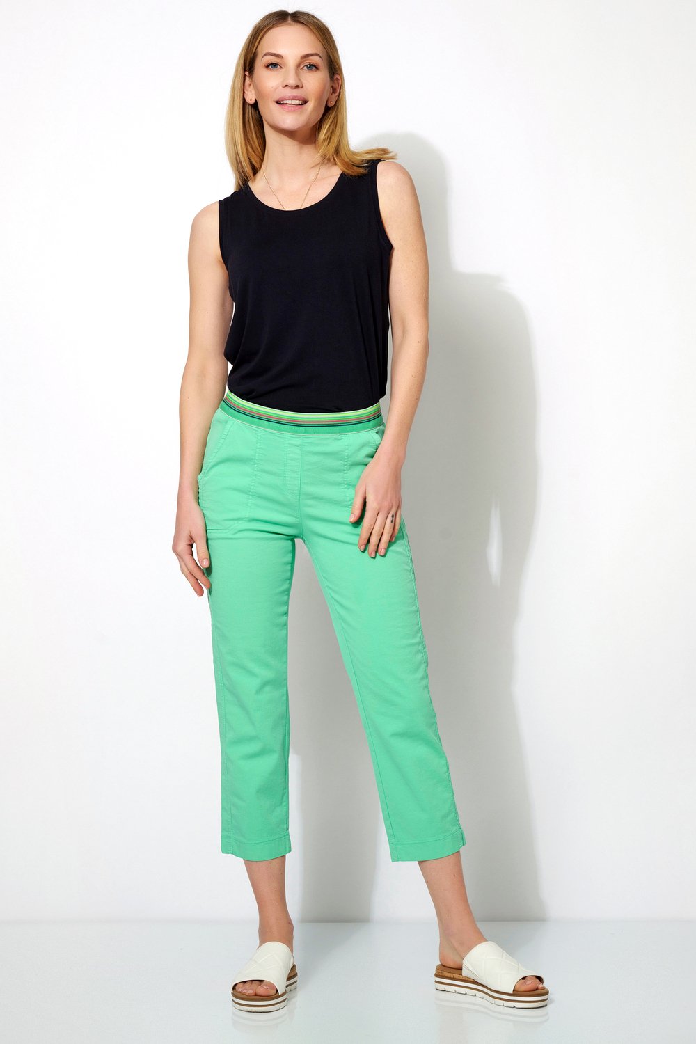 3/4-Hose mit gestreiftem Bund | Style »Sue« green