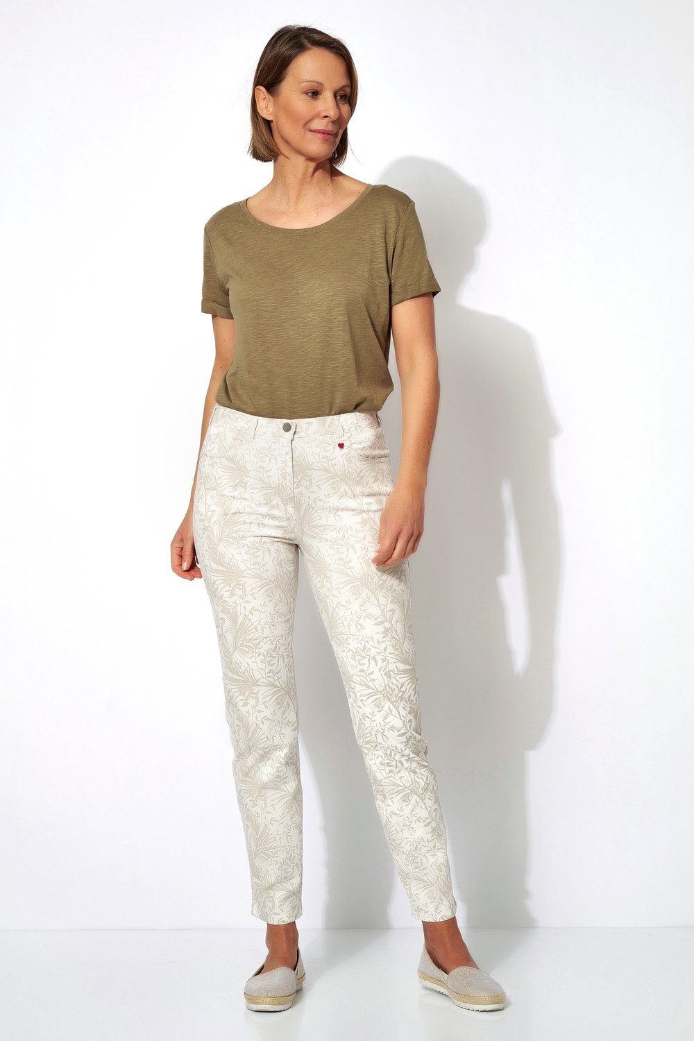Slim-Fit Hose mit Naturdruck | Style »Meine beste Freundin« Ecru/Beige