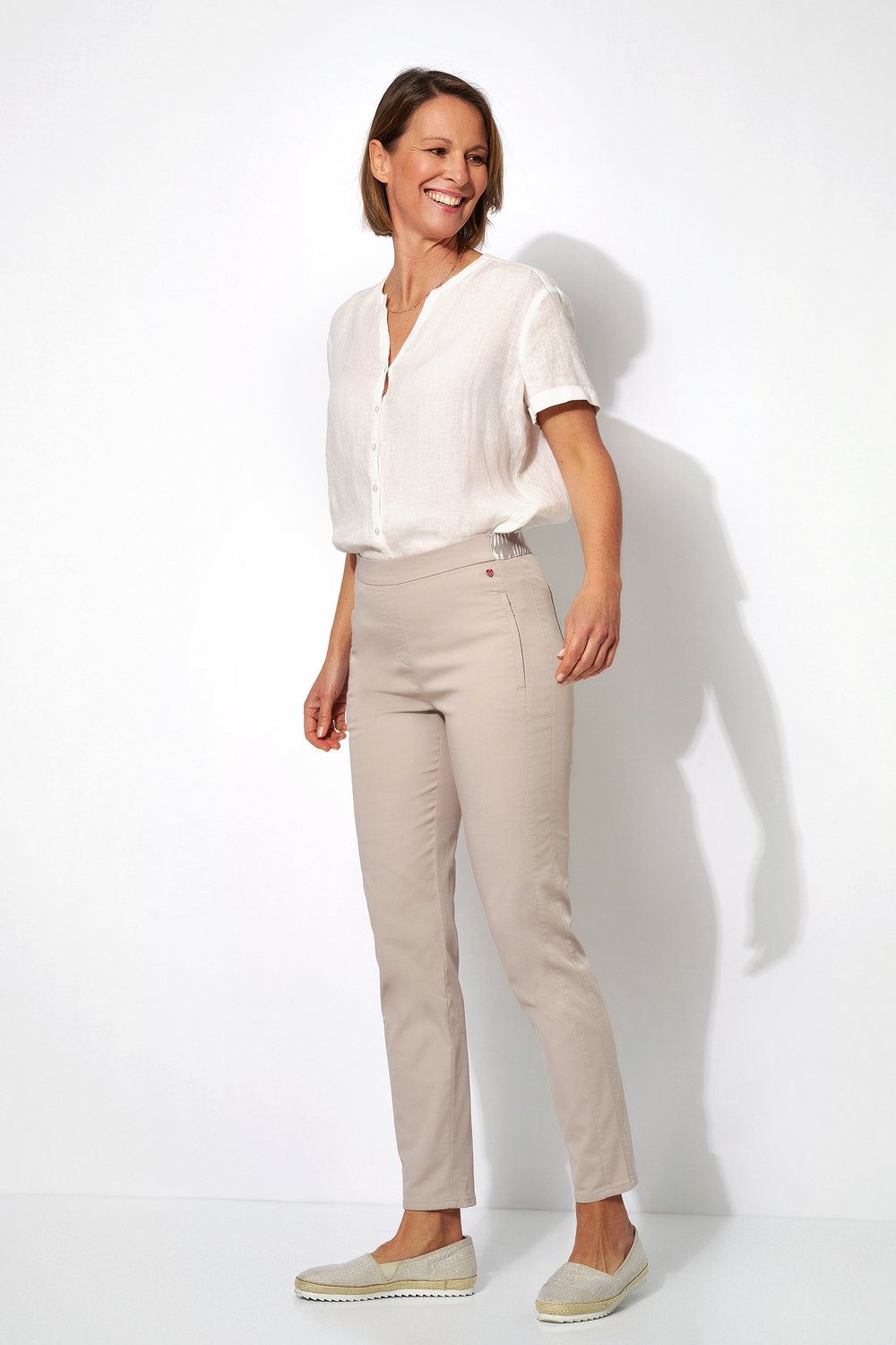 7/8-Hose mit raffiniertem Bund | Style »Alice« Beige